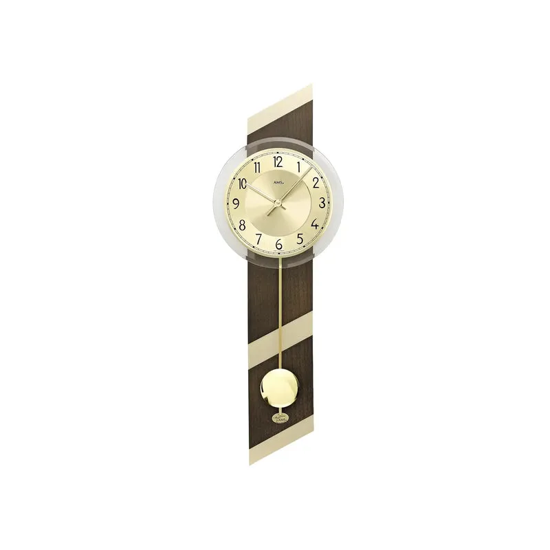 AMS Nussbaum W7412 Wanduhr Nussbaum • Quarz-Pendelwerk • Made in Germany