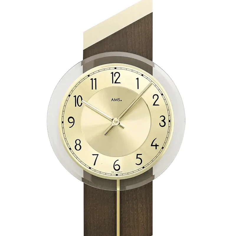 AMS Nussbaum W7412 Wanduhr Nussbaum • Quarz-Pendelwerk • Made in Germany