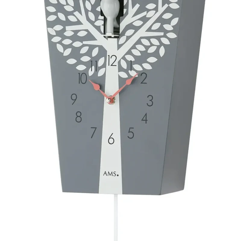 AMS Wehingen W7287 Wanduhr Anthrazit • Kuckucksruf zur vollen Stunde • Automatische Nachtabschaltung