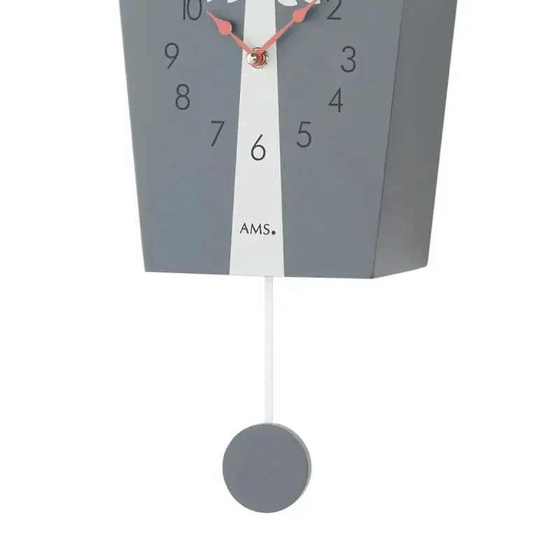 AMS Wehingen W7287 Wanduhr Anthrazit • Kuckucksruf zur vollen Stunde • Automatische Nachtabschaltung
