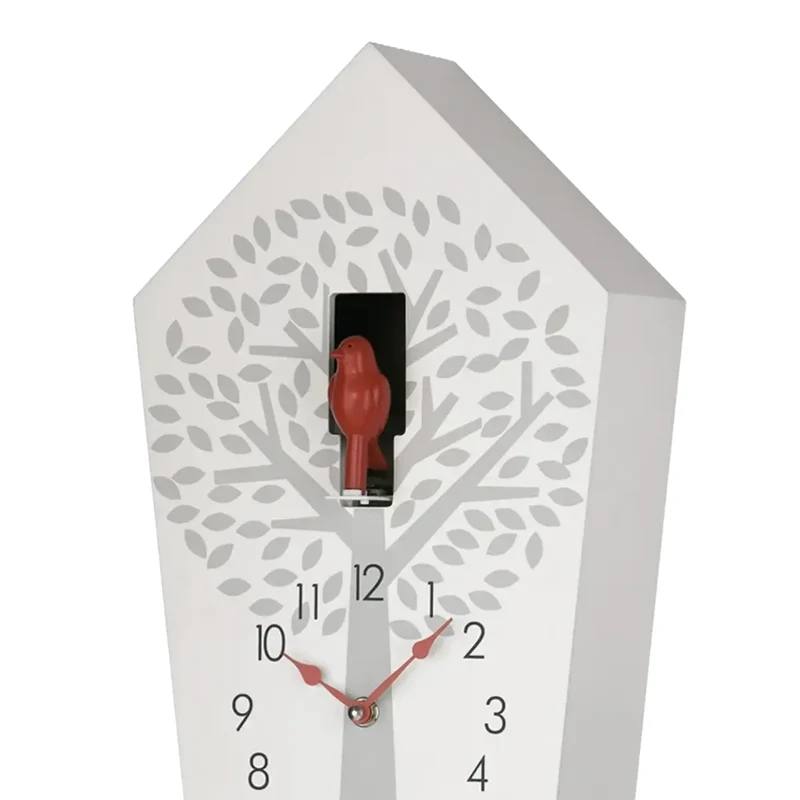 AMS W7286 Wanduhr Weiß • Kuckucksruf zur vollen Stunde • Automatische Nachtabschaltung