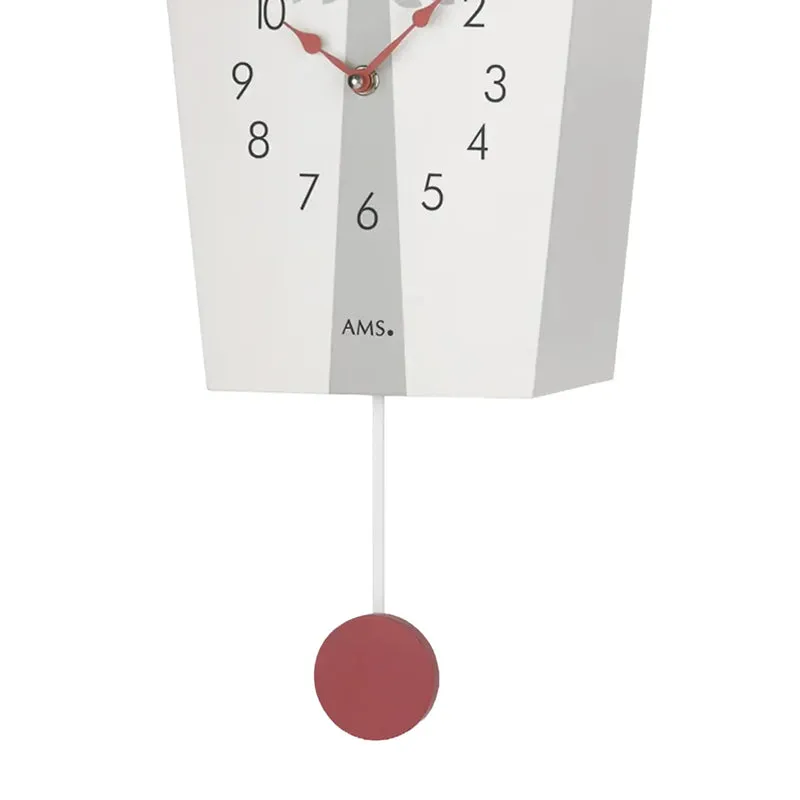 AMS W7286 Wanduhr Weiß • Kuckucksruf zur vollen Stunde • Automatische Nachtabschaltung