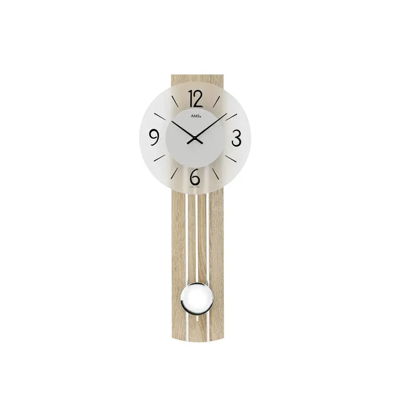 AMS W7274 Wanduhr Sonoma-Eiche • Quarz-Pendelwerk • Mineralglas