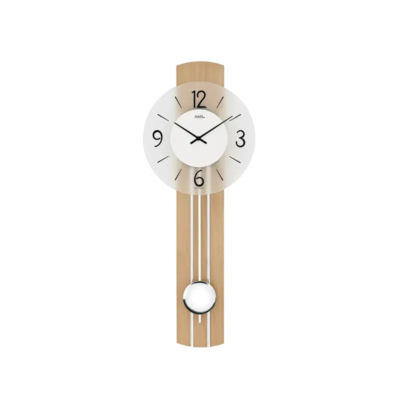 AMS W7263 Wanduhr Buche Sonoma • Quarz-Pendelwerk • Mineralglas