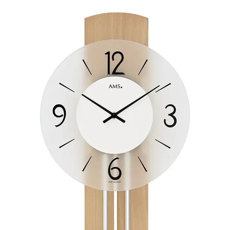 AMS W7263 Wanduhr Buche Sonoma • Quarz-Pendelwerk • Mineralglas