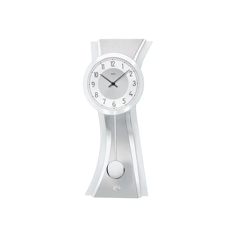AMS Quarz-Pendeluhr W7268 Wanduhr Aluminium • Mineralglas • Metallzifferblatt