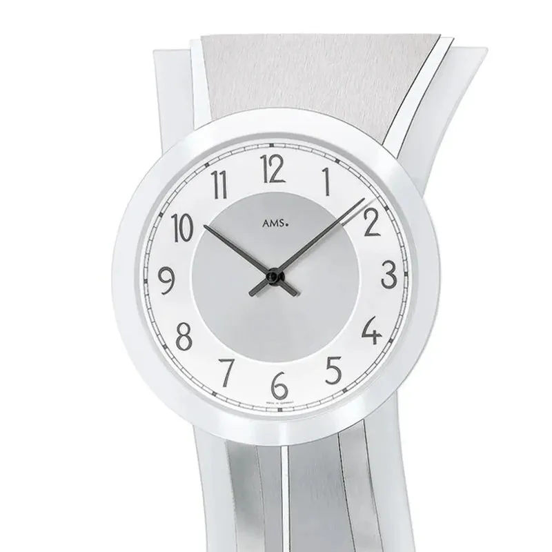 AMS Quarz-Pendeluhr W7268 Wanduhr Aluminium • Mineralglas • Metallzifferblatt