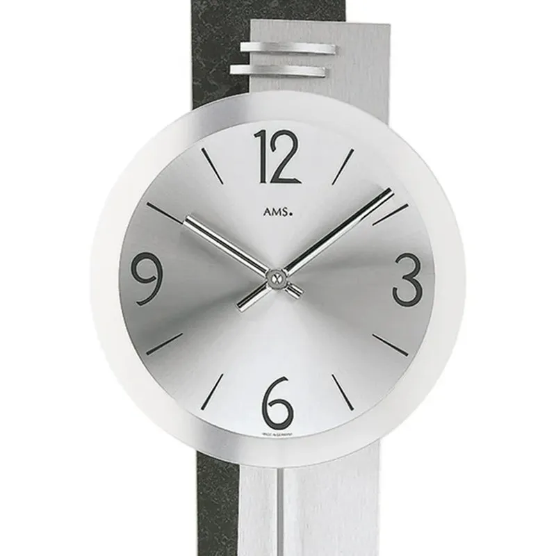 AMS W7255 Wanduhr Schiefer • Quarz-Pendelwerk • Mineralglas