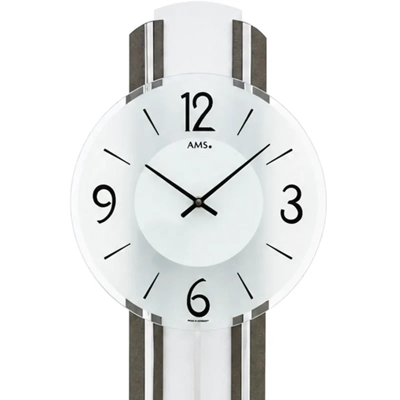 AMS W7230 Wanduhr Anthrazit/Silber • Quarz-Pendelwerk • Holzgehäuse