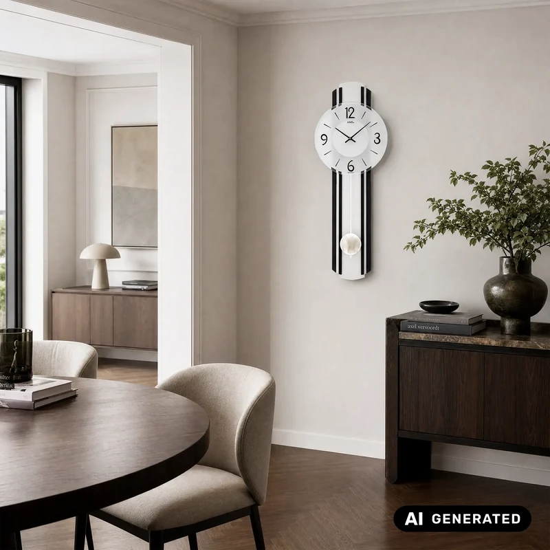 AMS W7231 Wanduhr Anthrazit/Silber • Quarz-Pendelwerk • Holzgehäuse