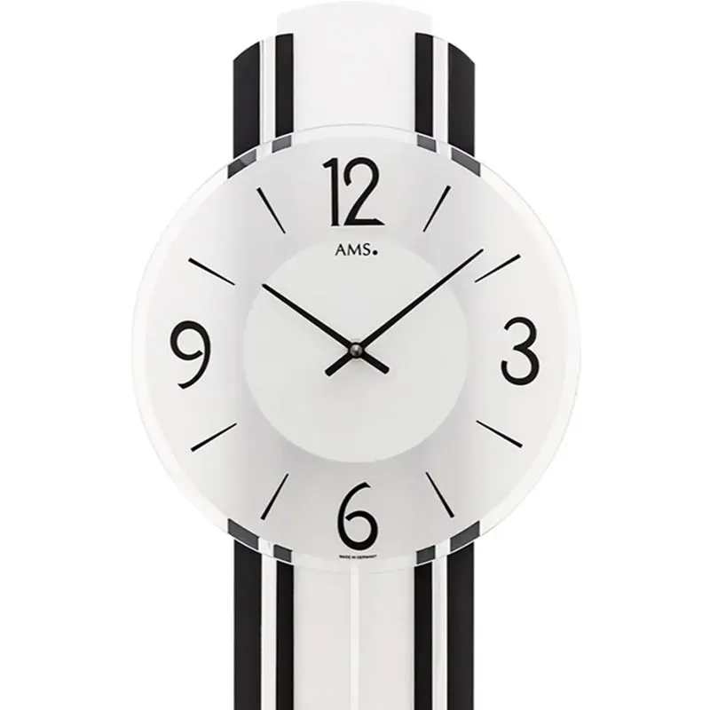 AMS W7231 Wanduhr Anthrazit/Silber • Quarz-Pendelwerk • Holzgehäuse