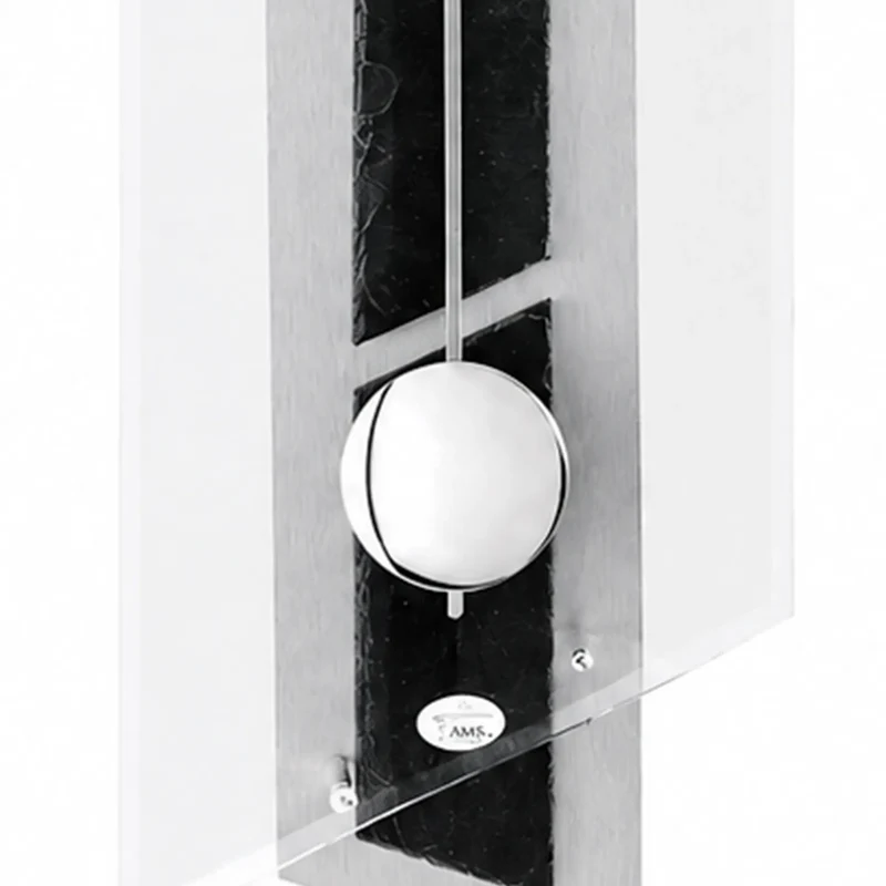 AMS W7217 Wanduhr Silber • Quarz-Pendelwerk • Aluminium auf Schiefer