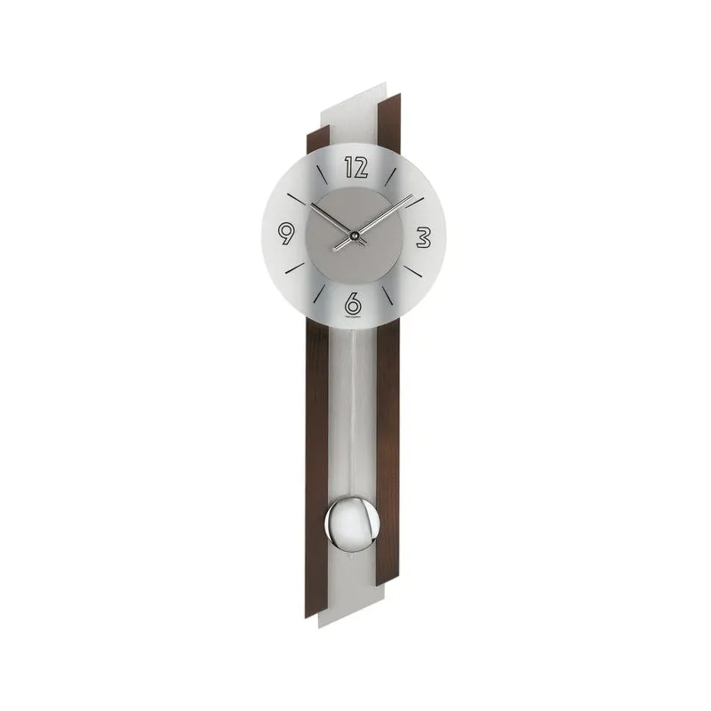 AMS 7207/1 Wanduhr Nussbaum • Quarzpendelwerk • Massivholz Made in Germany