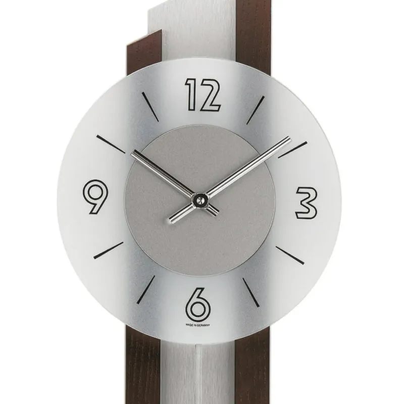 AMS 7207/1 Wanduhr Nussbaum • Quarzpendelwerk • Massivholz Made in Germany