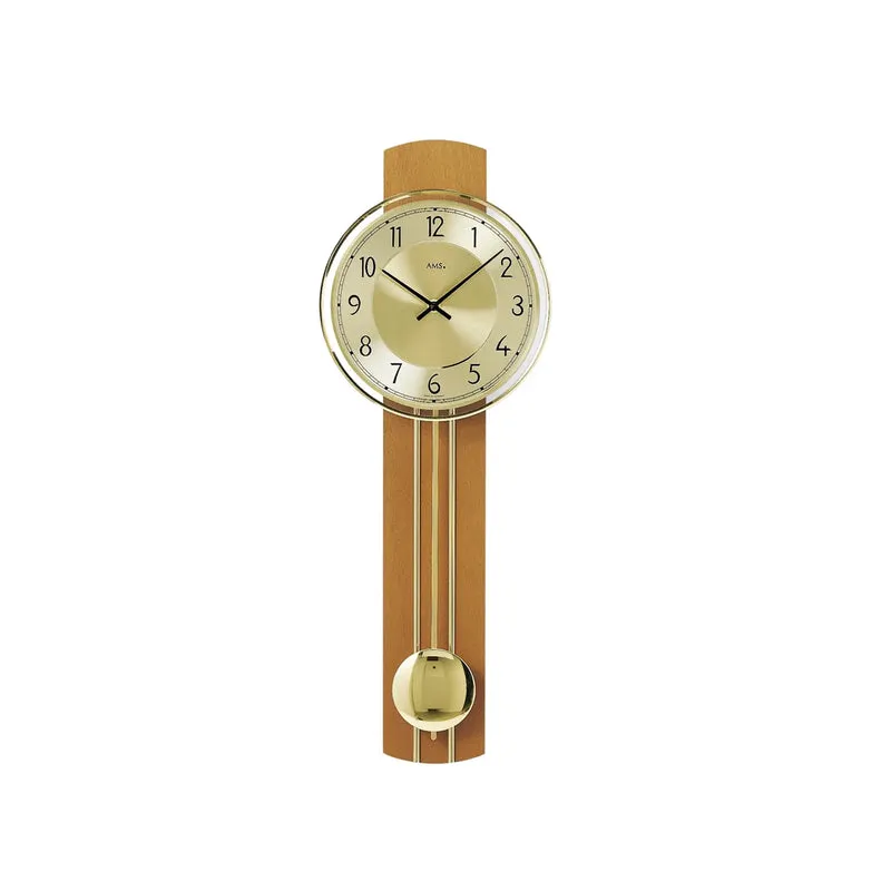 AMS Quarz-Pendeluhr W7115/9 Wanduhr Kirschbaum • Quarz-Pendelwerk • Massivholz mit Mineralglas