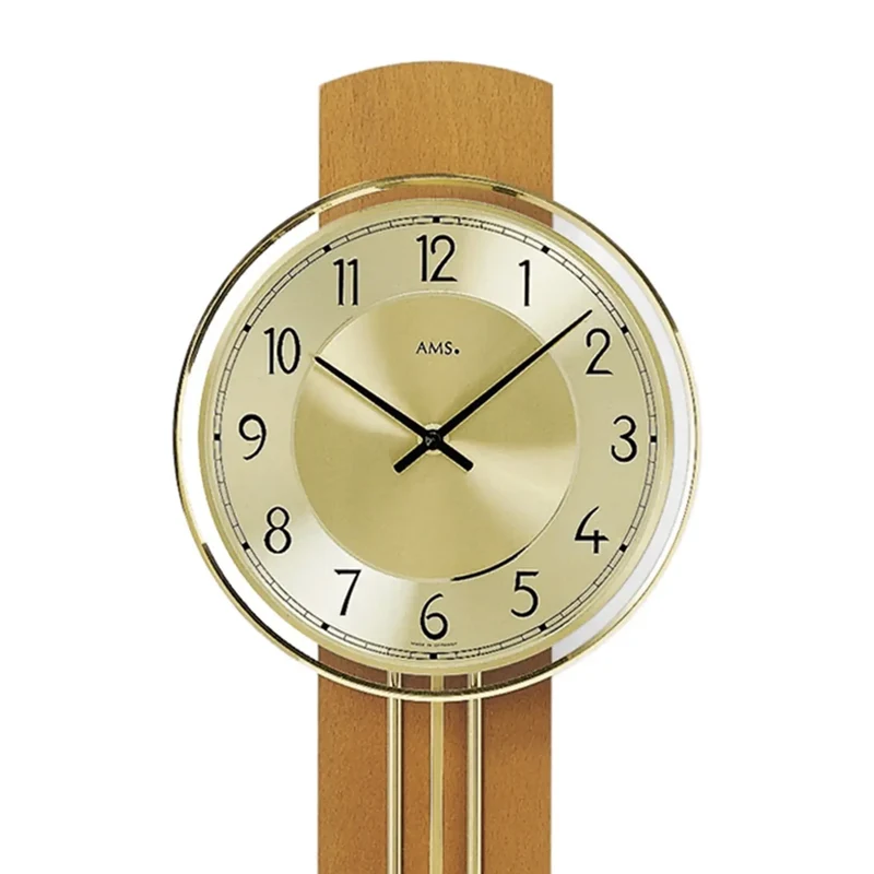 AMS Quarz-Pendeluhr W7115/9 Wanduhr Kirschbaum • Quarz-Pendelwerk • Massivholz mit Mineralglas