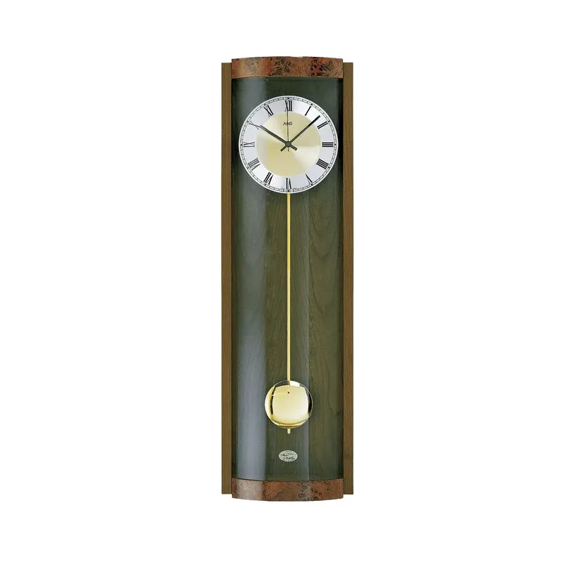 AMS W7087/1 Wanduhr Nussbaum • Westminster/BimBam Schlagwerk • Quarz-Pendelwerk