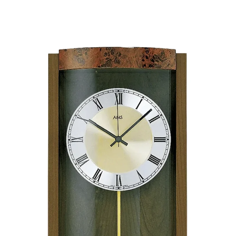 AMS W7087/1 Wanduhr Nussbaum • Westminster/BimBam Schlagwerk • Quarz-Pendelwerk
