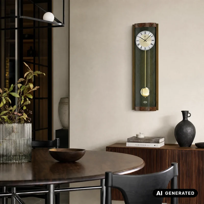AMS W7087/1 Wanduhr Nussbaum • Westminster/BimBam Schlagwerk • Quarz-Pendelwerk