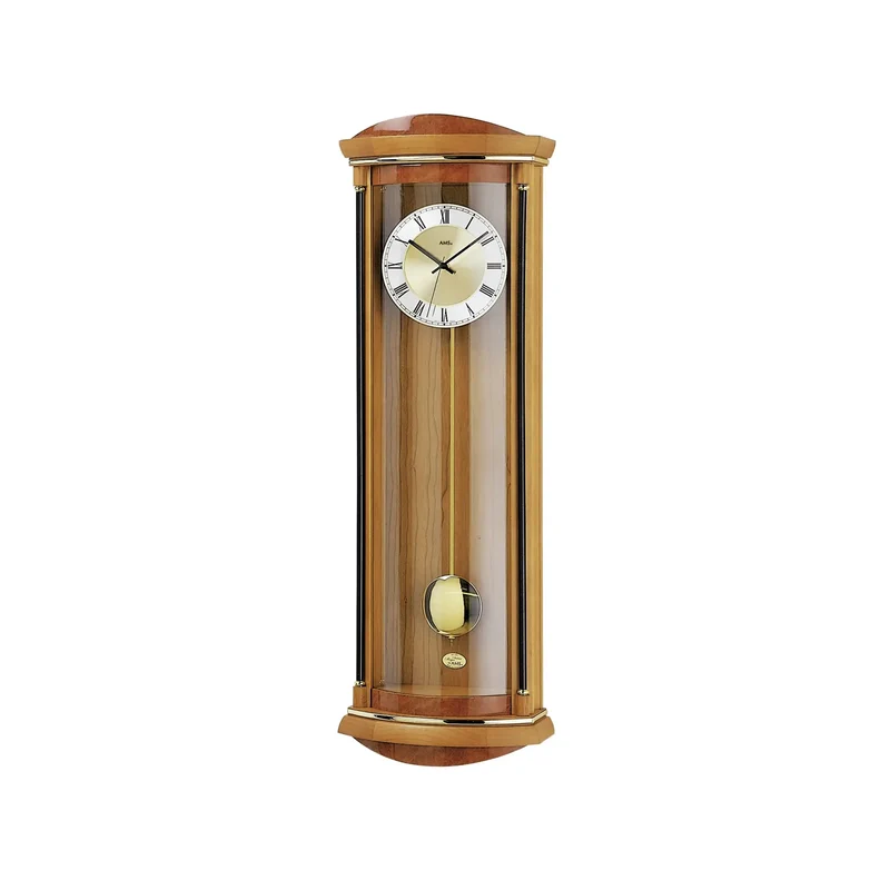 AMS W7080/9 Wanduhr Kirschbaum • Westminster/Bim-Bam Schlagwerk • Quarz-Pendelwerk mit Nachtabsenkung
