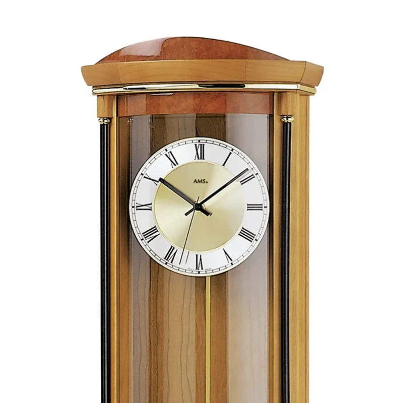 AMS W7080/9 Wanduhr Kirschbaum • Westminster/Bim-Bam Schlagwerk • Quarz-Pendelwerk mit Nachtabsenkung