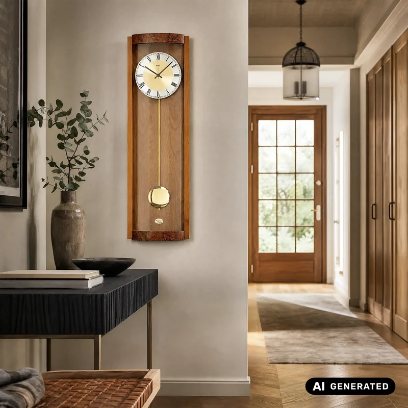 AMS W7087/9 Wanduhr Kirschbaum • Westminster/BimBam Schlagwerk • Quarz-Pendelwerk