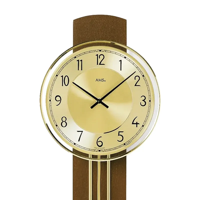 AMS W7115/1 Wanduhr Nussbaum • Quarz-Pendelwerk • Massivholzgehäuse