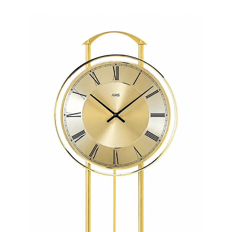AMS W7083 Wanduhr Messing • Quarz-Pendelwerk • Mineralglas