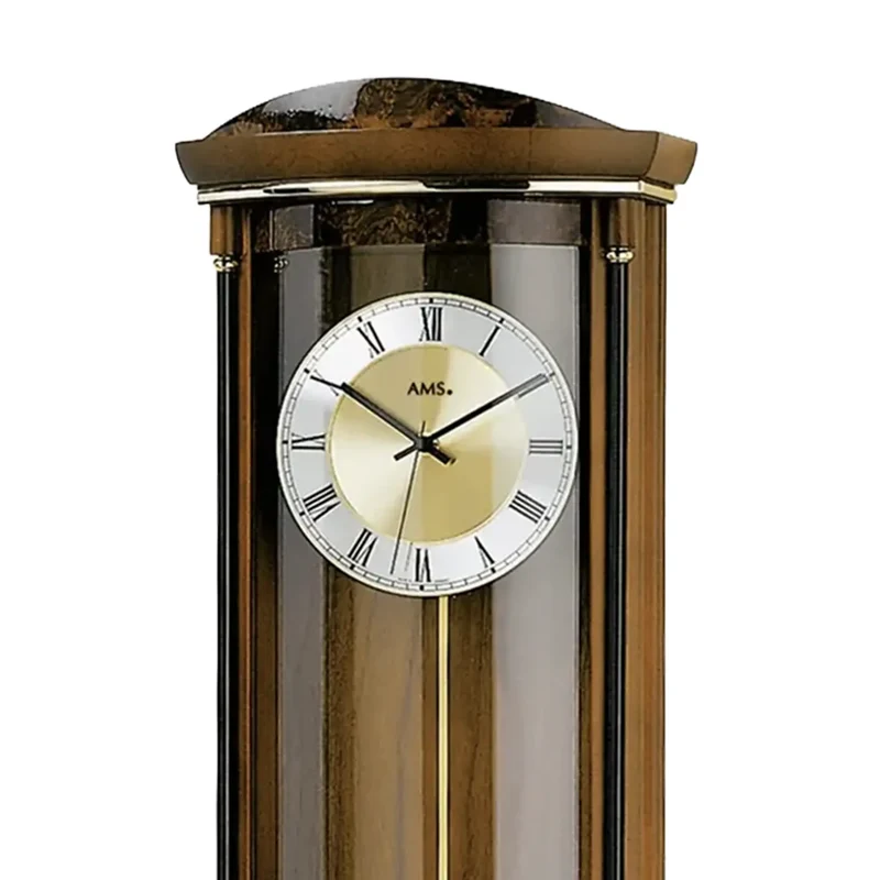 AMS W7080/1 Wanduhr Nussbaum • Westminster/Bim-Bam Schlagwerk • Quarz-Pendelwerk