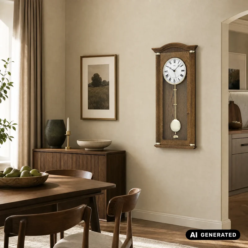 AMS W7014/4 Wanduhr Eiche • Westminster/Bim-Bam Schlagwerk • Quarz-Pendelwerk