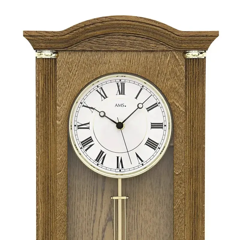 AMS W7014/4 Wanduhr Eiche • Westminster/Bim-Bam Schlagwerk • Quarz-Pendelwerk