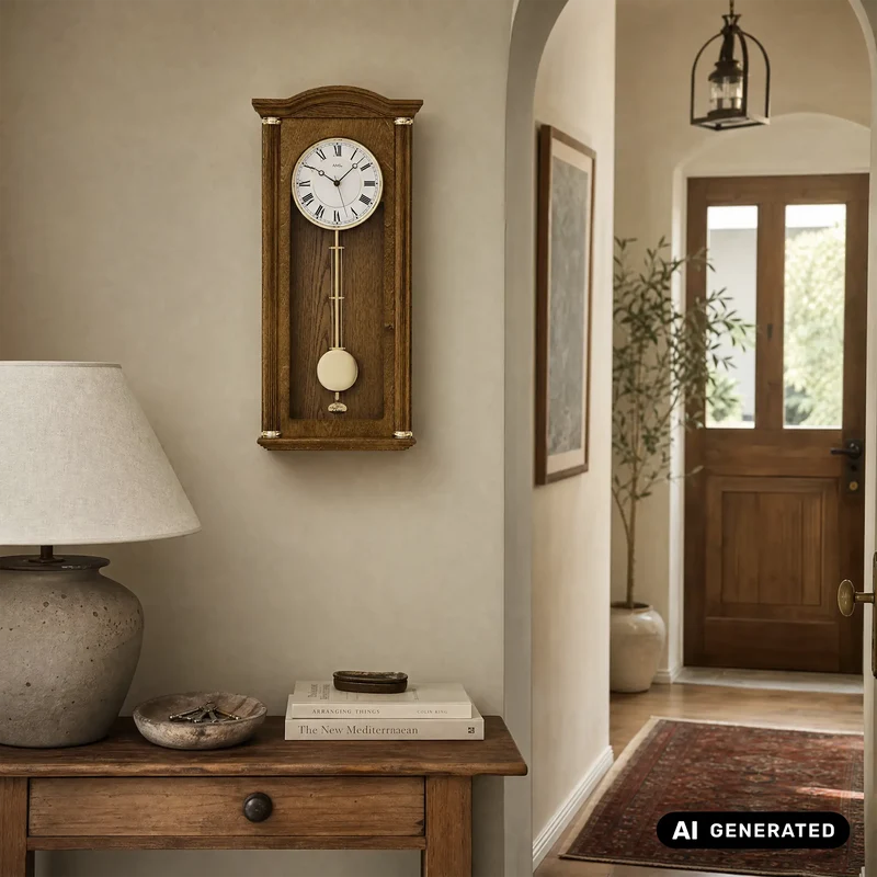 AMS W7014/4 Wanduhr Eiche • Westminster/Bim-Bam Schlagwerk • Quarz-Pendelwerk