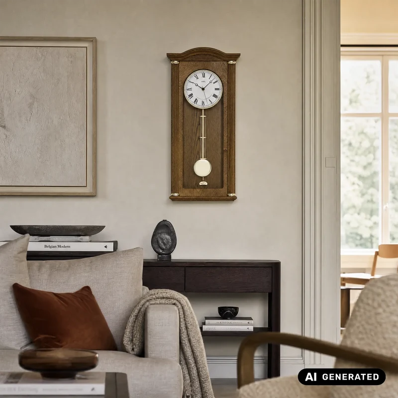 AMS W7014/4 Wanduhr Eiche • Westminster/Bim-Bam Schlagwerk • Quarz-Pendelwerk