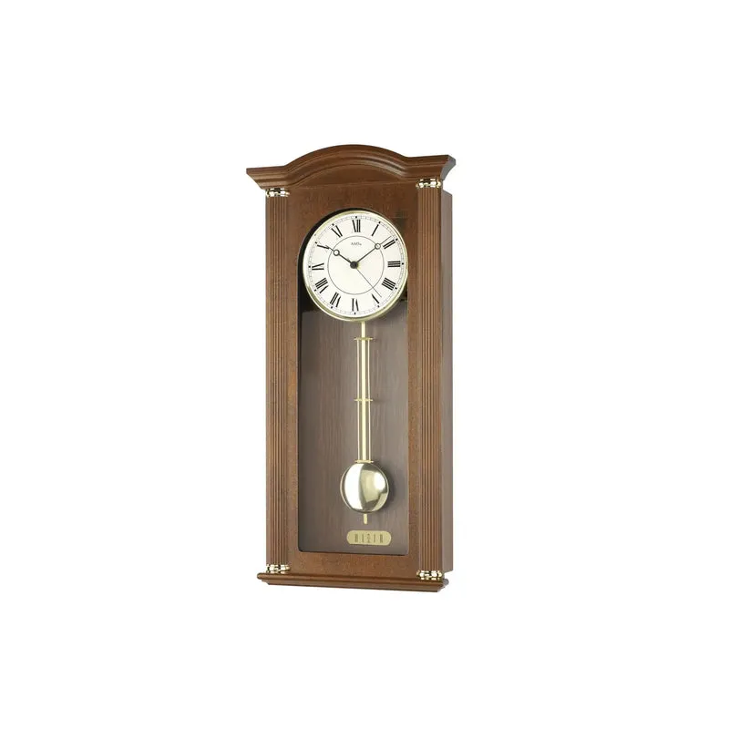 AMS W7014/1 Wanduhr Nussbaum • Westminster/Bim-Bam Schlagwerk • Quarz-Pendelwerk