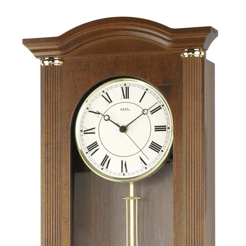 AMS W7014/1 Wanduhr Nussbaum • Westminster/Bim-Bam Schlagwerk • Quarz-Pendelwerk
