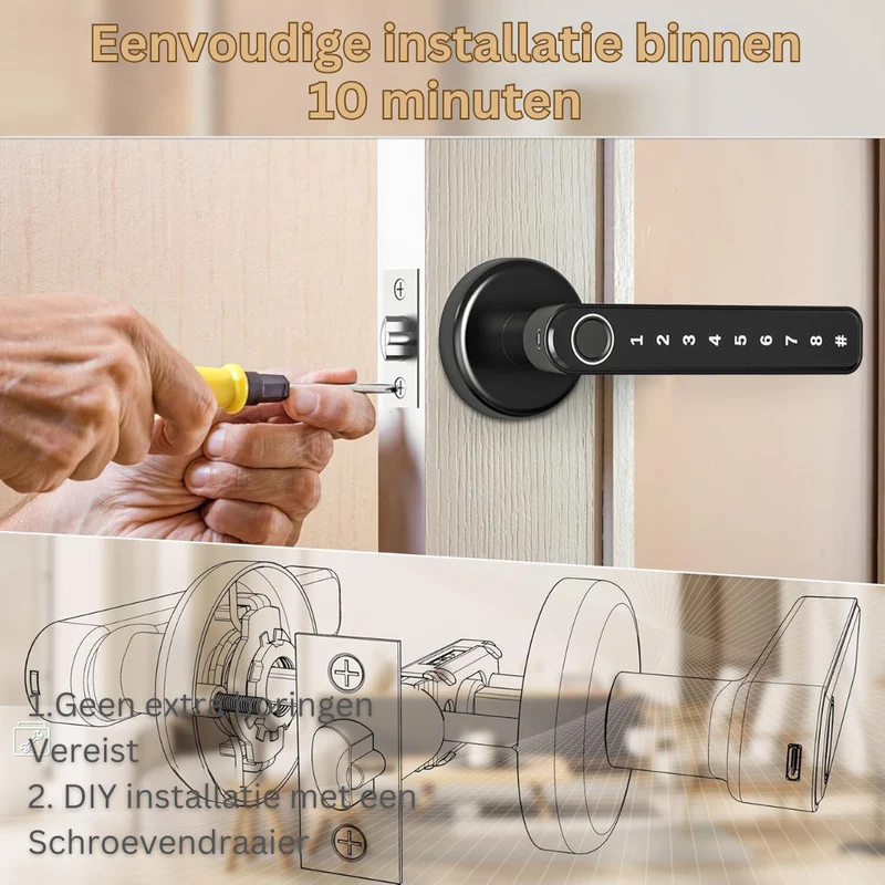 Slimme Deurslot met Vingerafdrukscanner – Geautomatiseerde Toegangsbeveiliging voor Modern Wonen | Sansoti
