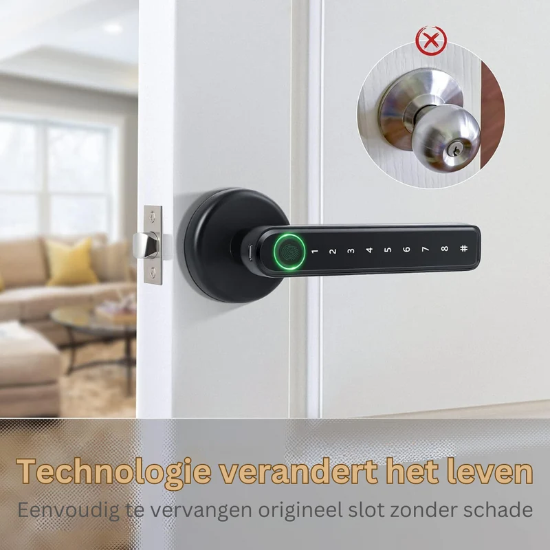 Slimme Deurslot met Vingerafdrukscanner – Geautomatiseerde Toegangsbeveiliging voor Modern Wonen | Sansoti