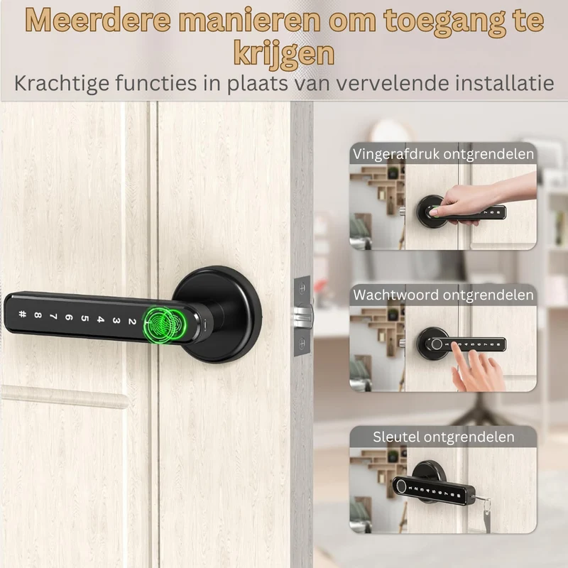 Slimme Deurslot met Vingerafdrukscanner – Geautomatiseerde Toegangsbeveiliging voor Modern Wonen | Sansoti