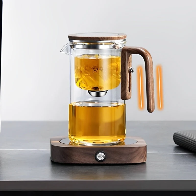 Glazen Theepot met Houten Greep 500ml & 700ml – Thee-infuser met Filtersysteem voor Perfecte Thee | Sansoti