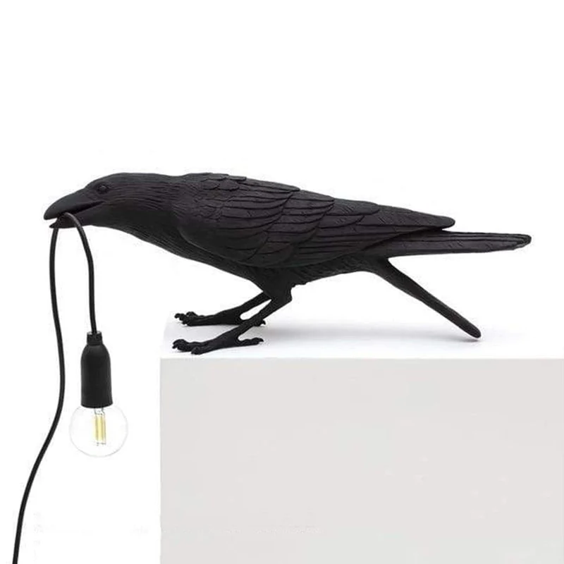 Raaf Tafellamp Silhouet Zwart Wit Decoratief LED Leeslamp Mystieke Sfeerverlichting Boekenkast Bureau | Sansoti