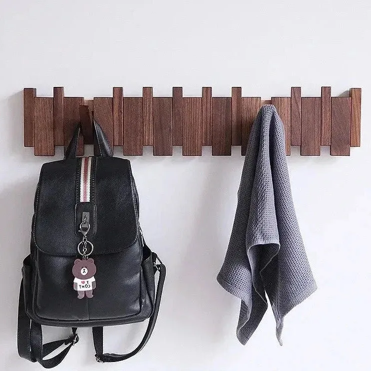 Magnetische Wandkapstok met Inklapbare Haken | 4-10 Haken | Hout | Sansoti