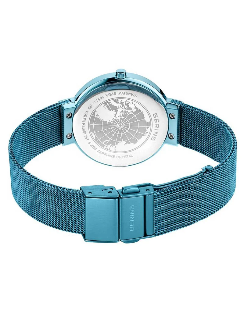 Bering Classic 14531-388 Damen Armbanduhr Blau • Saphirglas entspiegelt • Milanaise-Armband