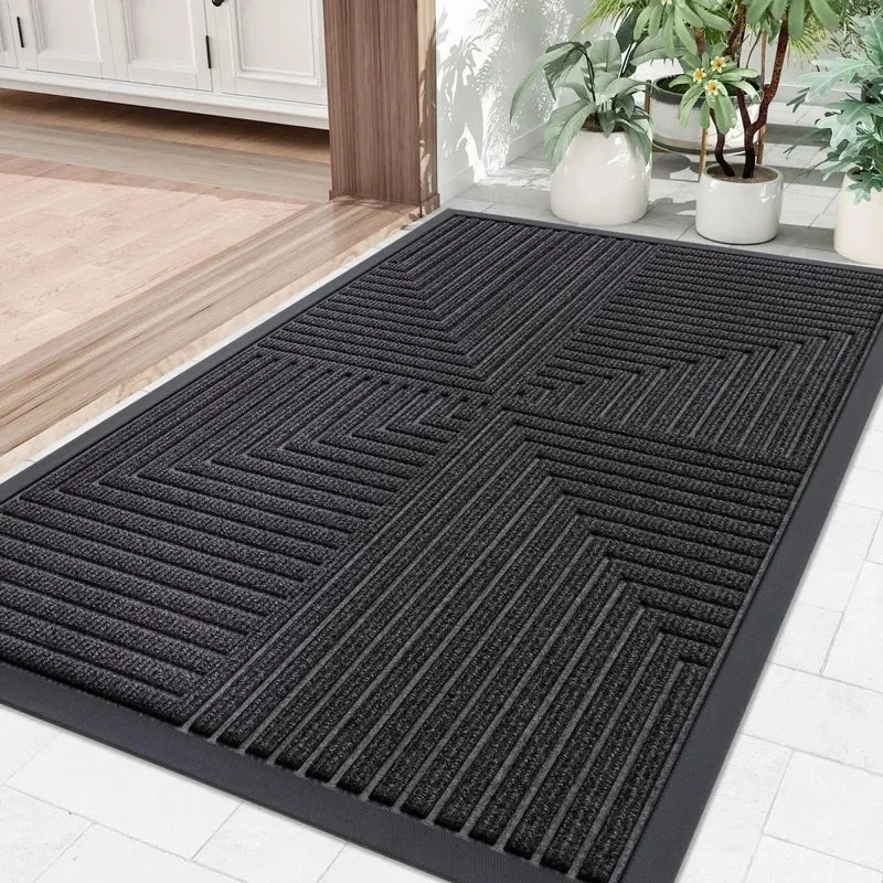 Antislip Deurmat Gestreept Design Vuilvangend Voor Drukke Entrees Hal Waterbestendig Duurzaam Vloerkleed | Sansoti