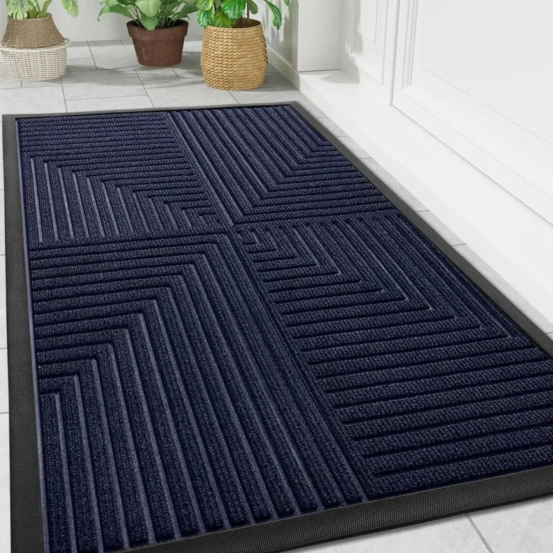 Antislip Deurmat Gestreept Design Vuilvangend Voor Drukke Entrees Hal Waterbestendig Duurzaam Vloerkleed | Sansoti