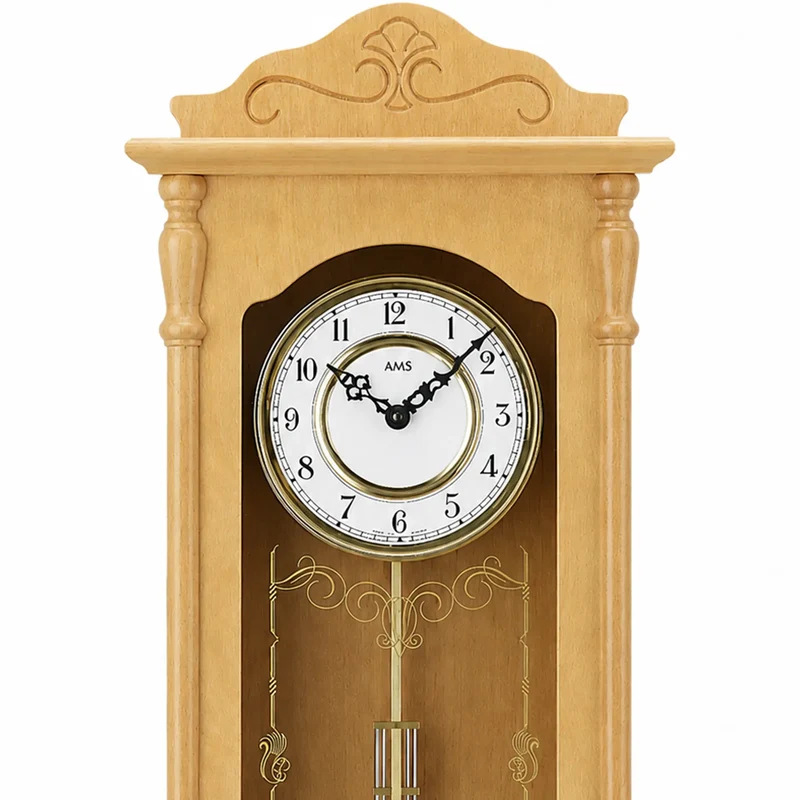 AMS Quarz-Pendeluhr W7013/16 Wanduhr Erle • Westminster/Bim-Bam Schlagwerk • Nachtabsenkung