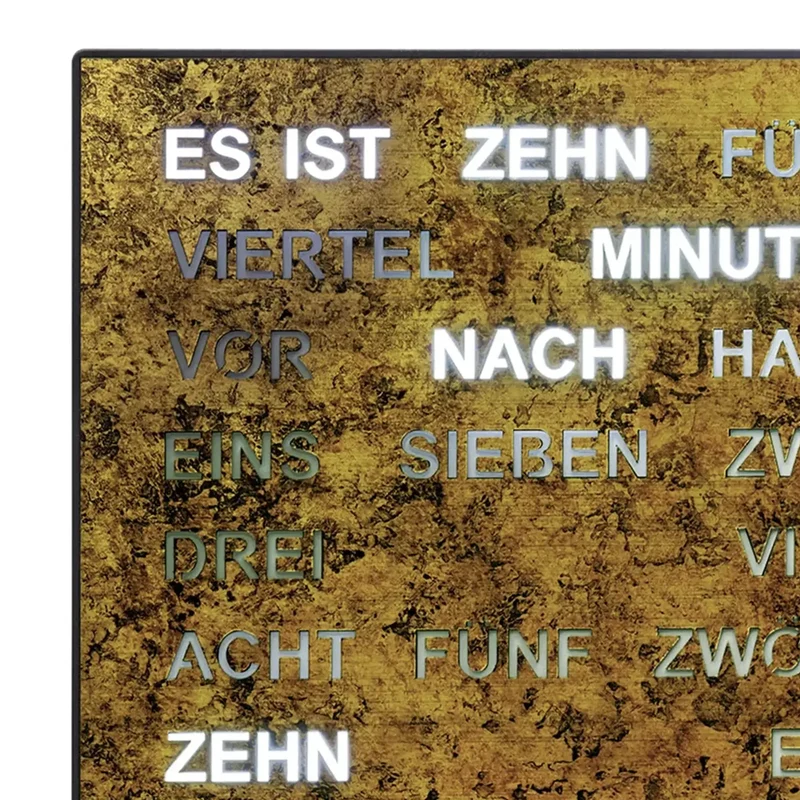AMS T1243 Tisch- und Wanduhr Goldbraun • Wortuhr mit LED-Anzeige • Netz­betrieben