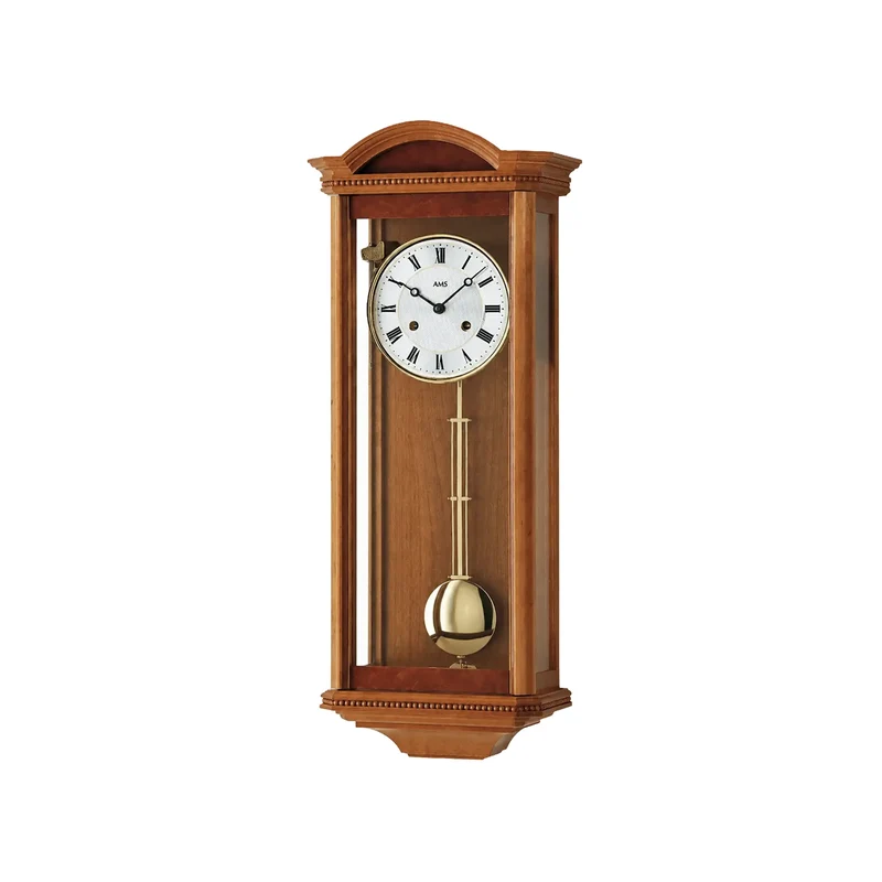 AMS Regulator R663/9 Wanduhr Kirschbaum • 14-Tage BimBam-Schlagwerk • Massivholzgehäuse