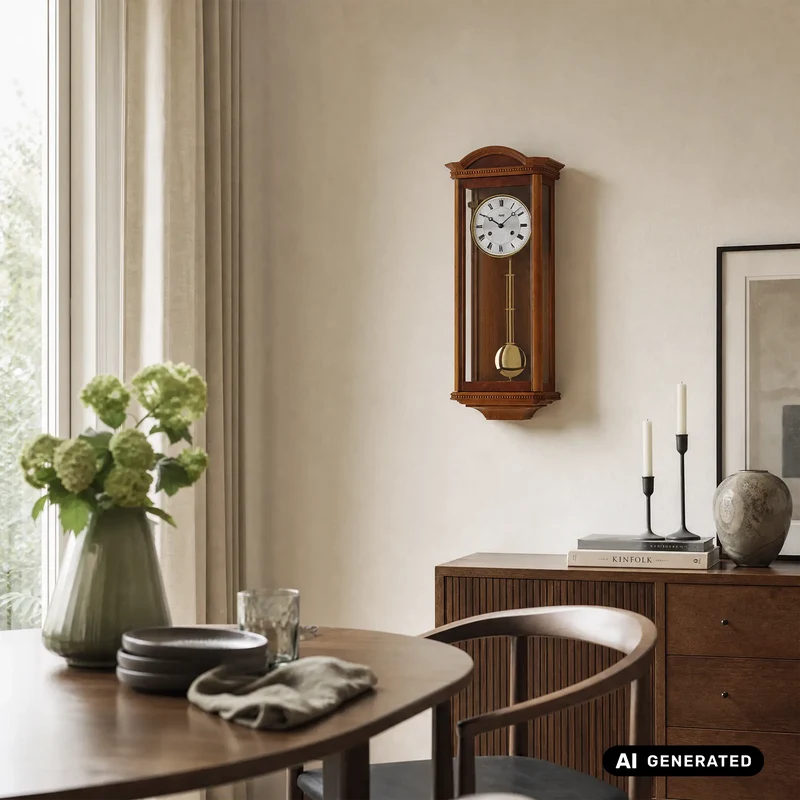 AMS Regulator R663/9 Wanduhr Kirschbaum • 14-Tage BimBam-Schlagwerk • Massivholzgehäuse