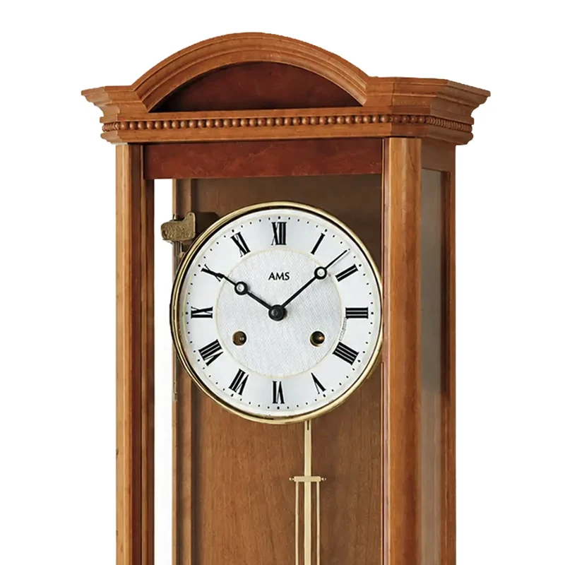 AMS Regulator R663/9 Wanduhr Kirschbaum • 14-Tage BimBam-Schlagwerk • Massivholzgehäuse