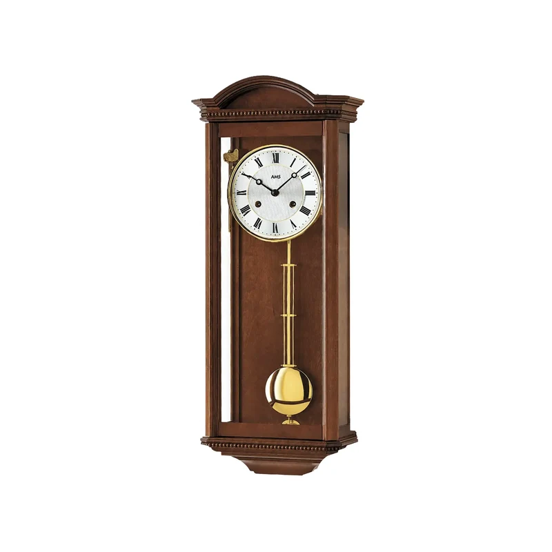 AMS Regulator R663/1 Wanduhr Nussbaum • 14-Tage BimBam Schlagwerk • Massivholzgehäuse